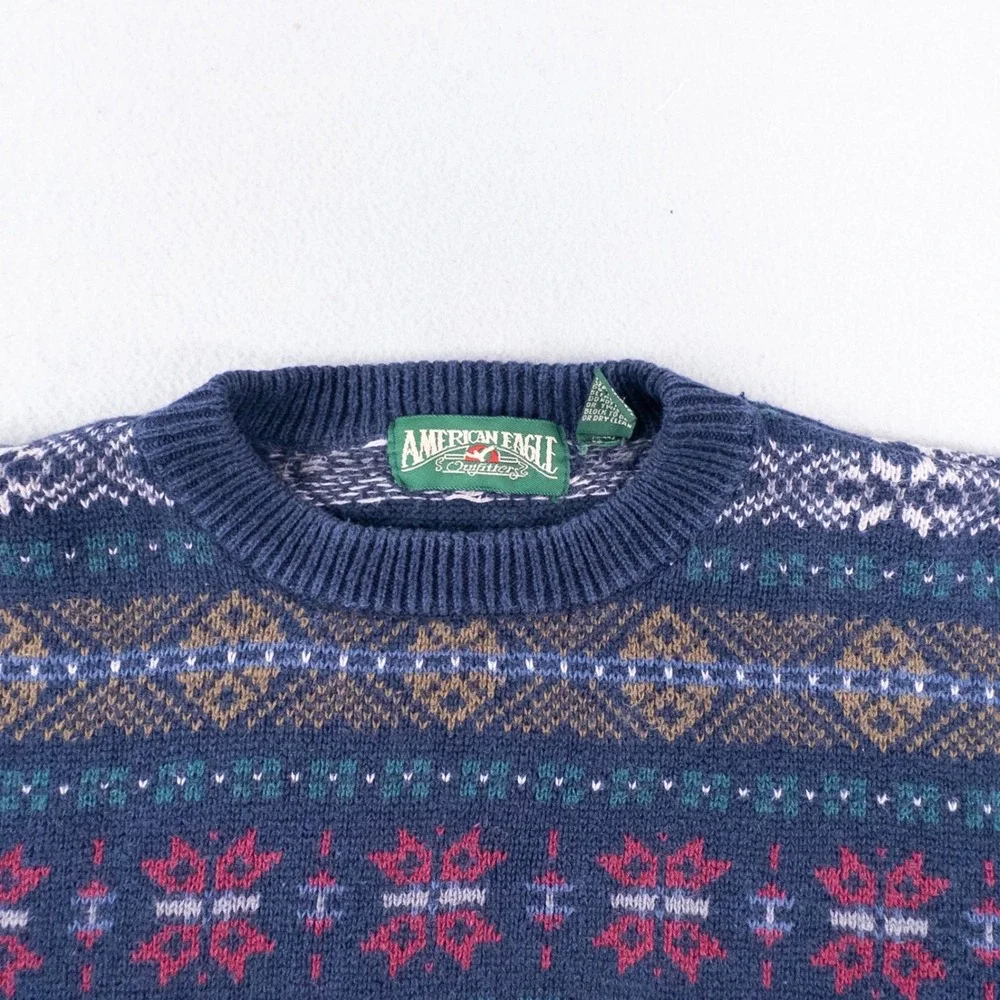 Vintage American Eagle Outfitters Nordic Fair Isle Sweater Unisex Medium Blue
